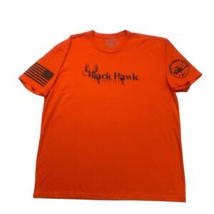 Black Hawk Style Shirt Mens 2XL Orange Hunting Short Sleeve American Flag